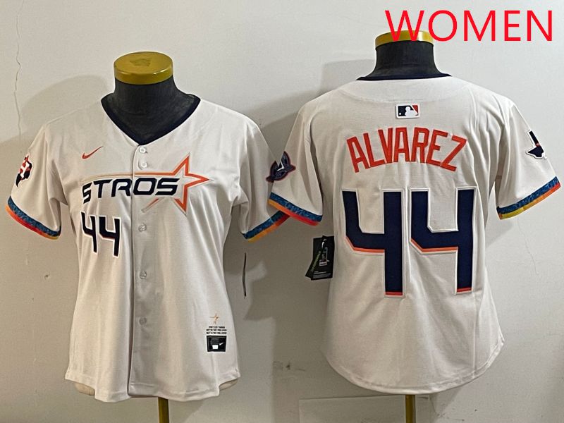 Women Houston Astros 44 Alvarez Cream Fourth generation Joint Name Nike 2025 MLB Jersey style 4